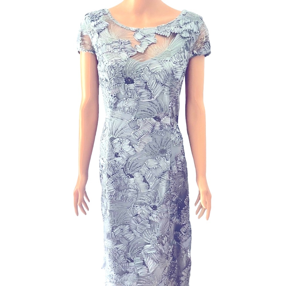 Alex evening A-line tea length dress.